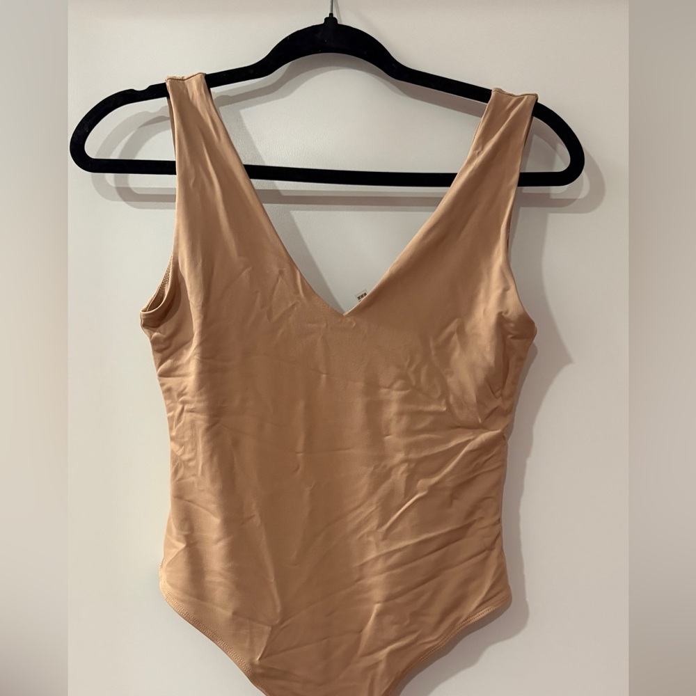 Tan V-Neck Bodysuit